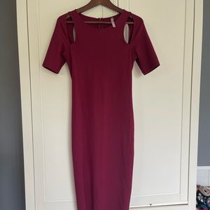 FABLETICS Eva Midi Dress With Cutouts Size Small S Burgundy